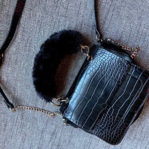 Zara croc, faux fur handle bag/purse